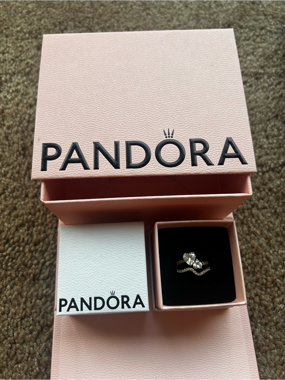Pandora 14k Gold Two-Piece Stack Ring Set